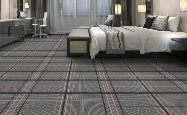 Plaid carpet for commercial and hospitality